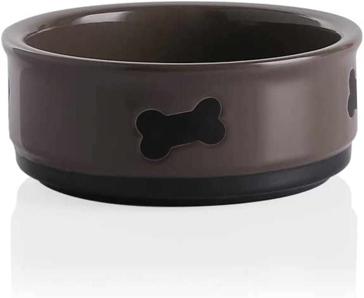 Sweejar Ceramic Dog Bowls with Bone Pattern, Dog Food Dish for Small Dogs, Porcelain Pet Bowl,16 oz (Gray), Size: One Size