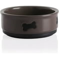 thumbnail image 1 of SWEEJAR Ceramic Dog Bowls with Bone Pattern, Dog Food Dish for Small Dogs, Porcelain Pet Bowl,16 oz (Brown), 1 of 6