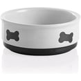 thumbnail image 1 of SWEEJAR Ceramic Dog Bowls with Bone Pattern, Dog Food Dish for Small Dogs, Porcelain Pet Bowl,16 oz (White), 1 of 6