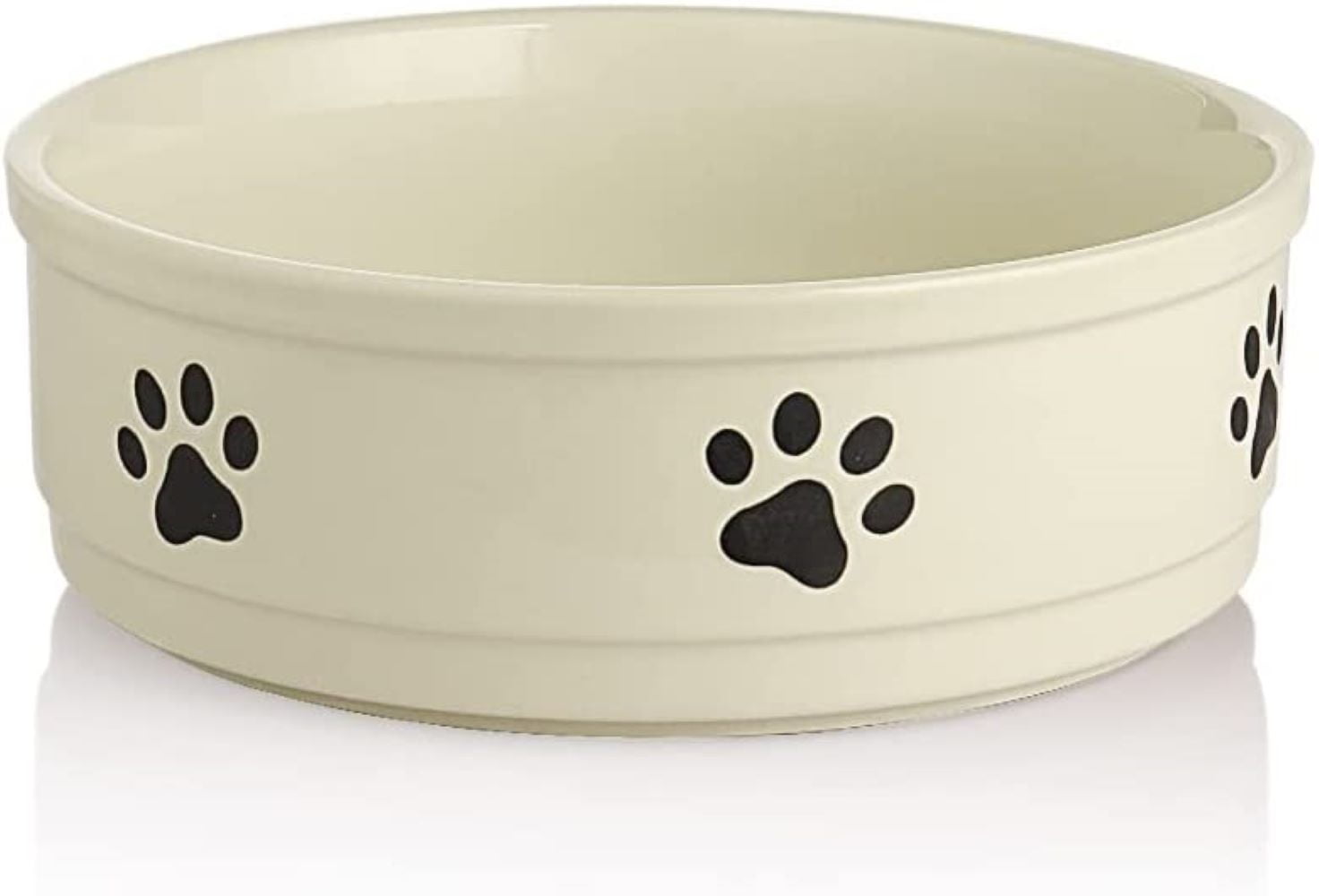 SWEEJAR Ceramic Dog Bowls with Paw Pattern Dog Food Dish for Large Dogs Porcelain Pet Bowl for Water 70 oz Beige