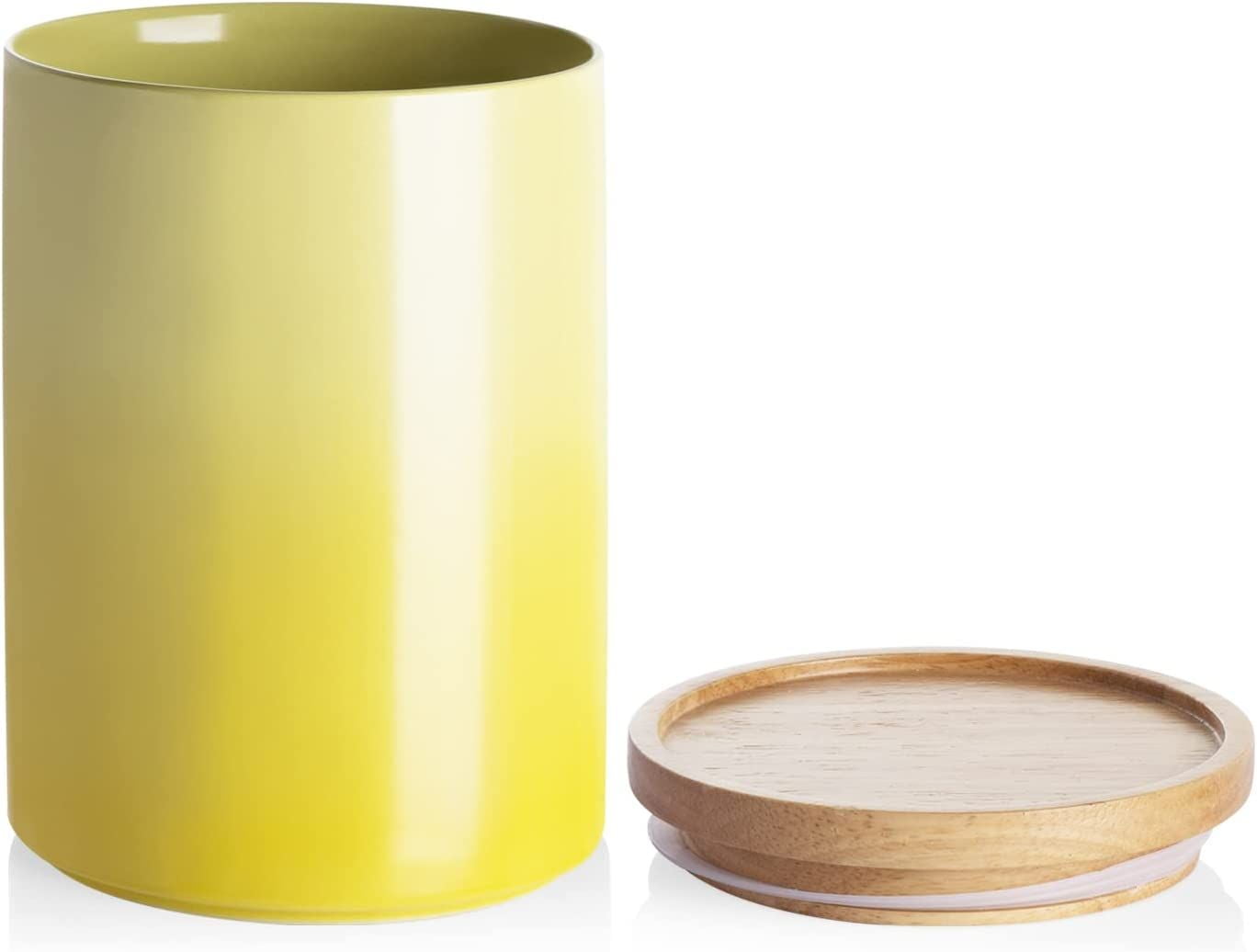 SWEEJAR Ceramic Food Storage Jar, Stackable Kitchen Canisters, Containers with Airtight Seal Wooden Lid - 28 Fl Oz ,Gradient Yellow
