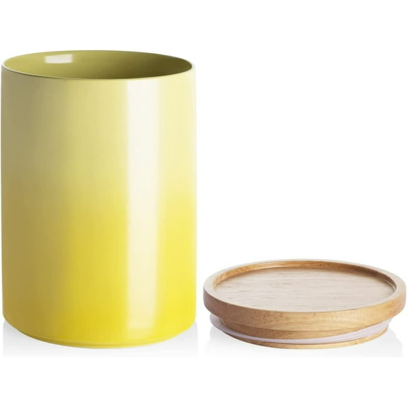 SWEEJAR Ceramic Food Storage Jar, Stackable Kitchen Canisters, Containers with Airtight Seal Wooden Lid - 28 Fl Oz ,Gradient Yellow