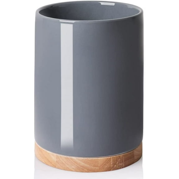 SWEEJAR Ceramic Kitchen Canisters, Porcelain Food Canisters Set, Countertop Container with Airthight Seal Bamboo Lid,Set of 3,Gray