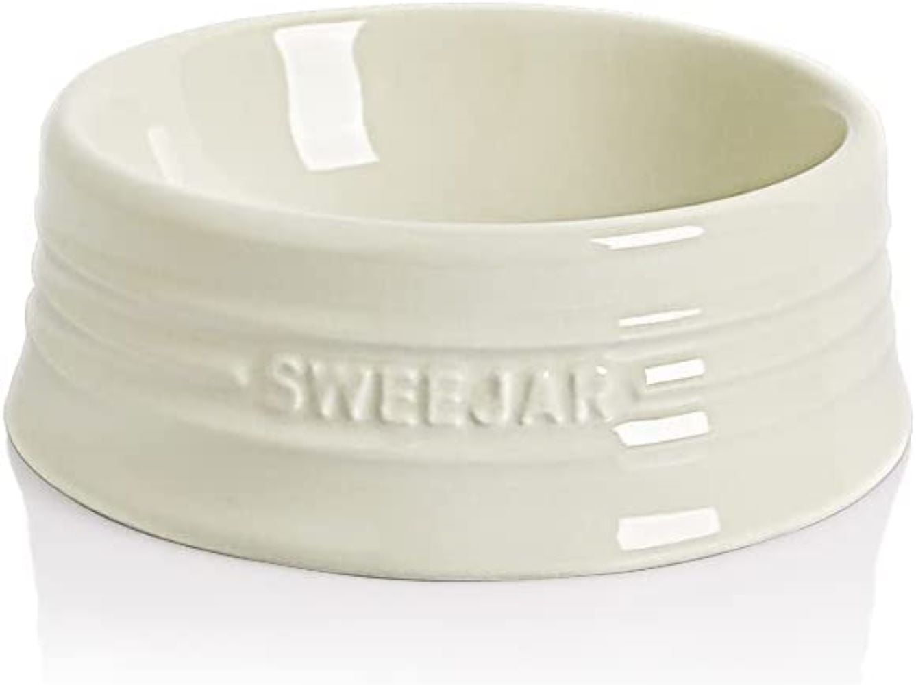 SWEEJAR Ceramic Puppy Bowl,Porcelain Pet Bowl for Food and Water,8 oz,Beige