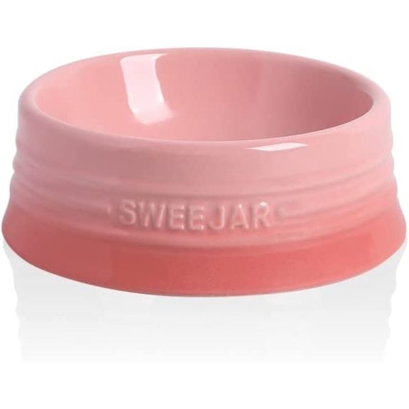 SWEEJAR Ceramic Puppy Bowl,Porcelain Pet Bowl for Food and Water,8 oz,Gradient Pink