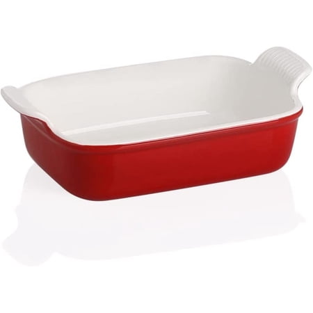 SWEEJAR Ceramic Small Baking Dish, 28 Oz Rectangular Lasagna Pan, Casserole Dish for Cooking, Cake,7.6 x 5.7 x 2 inch,Red