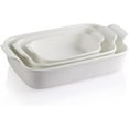 thumbnail image 1 of SWEEJAR Porcelain Bakeware Set for Cooking, Ceramic Rectangular Baking Dish Lasagna Pans for Daily Use, Set of 3,White, 1 of 6