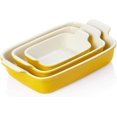 thumbnail image 1 of SWEEJAR Porcelain Bakeware Set for Cooking, Ceramic Rectangular Baking Dish Lasagna Pans for Daily Use, Set of 3,Yellow, 1 of 6