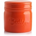 thumbnail image 1 of SWEEJAR Porcelain Butter Keeper Crock, French Butter Dish with Water Line, Ceramic Butter Container for soft butter (Orange), 1 of 6