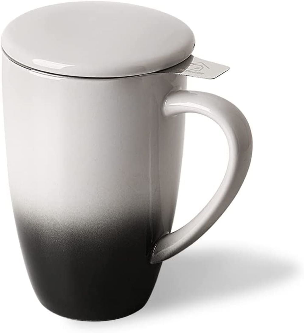 Sweejar Théière Porcelaine 890 Ml Avec Infuseur - Forme Citrouille Rose | Pour Thé/Café