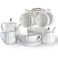 thumbnail image 1 of SWEEJAR Porcelain Tea Sets British Royal Seriesm, Coffee Cups& Saucer with Teapot Sugar Bowl Cream Pitcher Teaspoons and Tea Strainer,Suitable for High Tea, Wedding, Party , White, 1 of 6