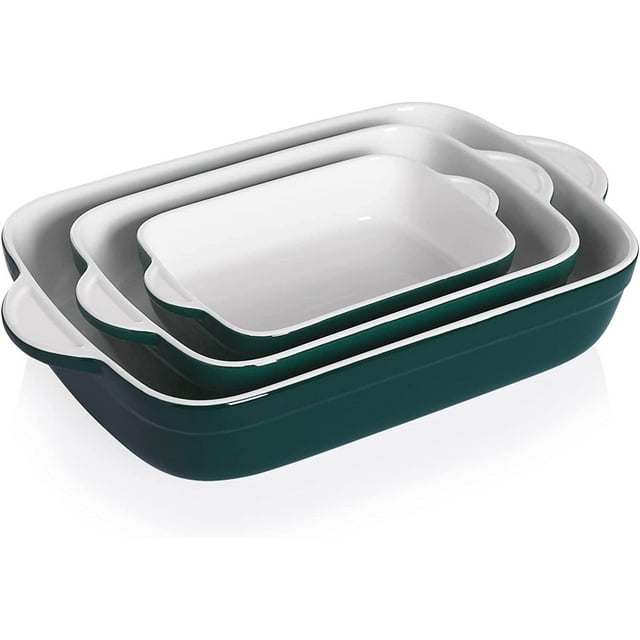 SWEEJAR Rectangular Ceramic Bakeware Set, NonStick Roasting Pan with Handles Baking Dishes