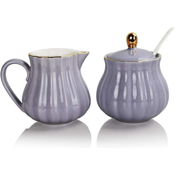 SWEEJAR Royal Ceramic Sugar and Creamer Set, 3 Piece Porcelain Set with