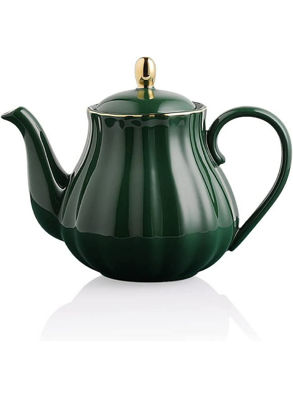 SWEEJAR Royal Teapot, Ceramic Tea Pot with Removable Stainless Steel Infuser, Blooming & Loose Leaf Teapot - 28 Ounce,Jade