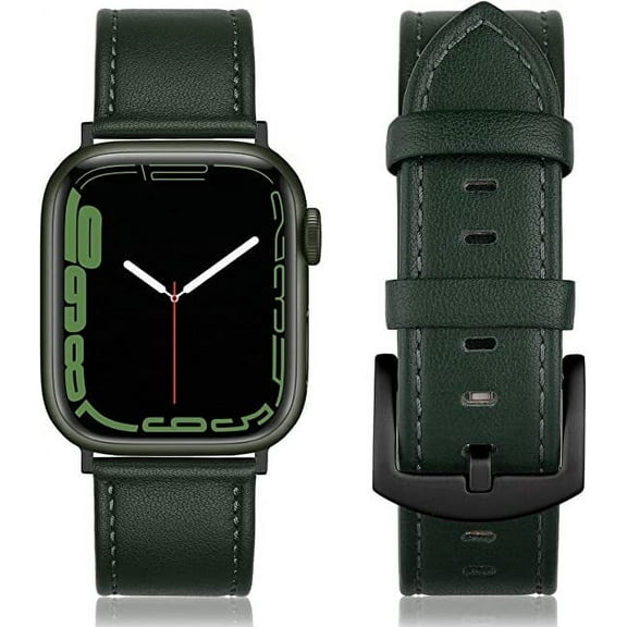 SWEES Leather Bands Compatible with Apple Watch Bands 42mm 44mm 45mm Replacement Straps for Iwatch Series 8 7 6 5 4 3 2 1 SE for Women Men Mount Green