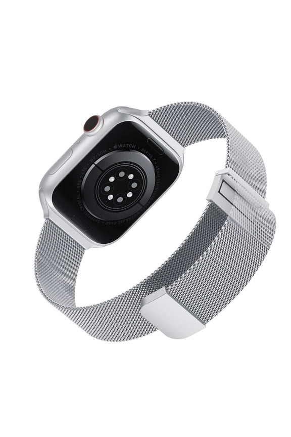 Watch Band Compatible for Apple Watch Bands 42mm 44mm 45mm Men, Magnetic Milanese Loop Stainless Steel Metal Mesh Replacement Straps for iWatch Series 8 7 6 5 4 3 2 1 SE Sport Edition, Silver