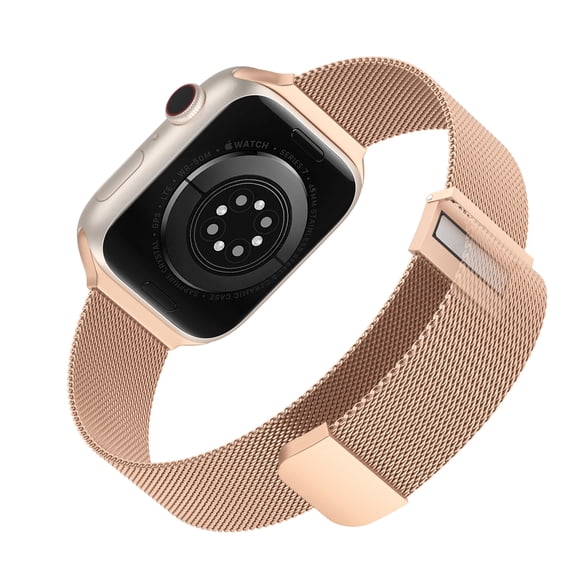 SWEES Watch Band Compatible for Apple Watch Bands 42mm 44mm 45mm Men, Magnetic Milanese Loop Stainless Steel Metal Mesh Replacement Straps for iWatch Series 8 7 6 5 4 3 2 1 SE Sport Edition, Rose Gold