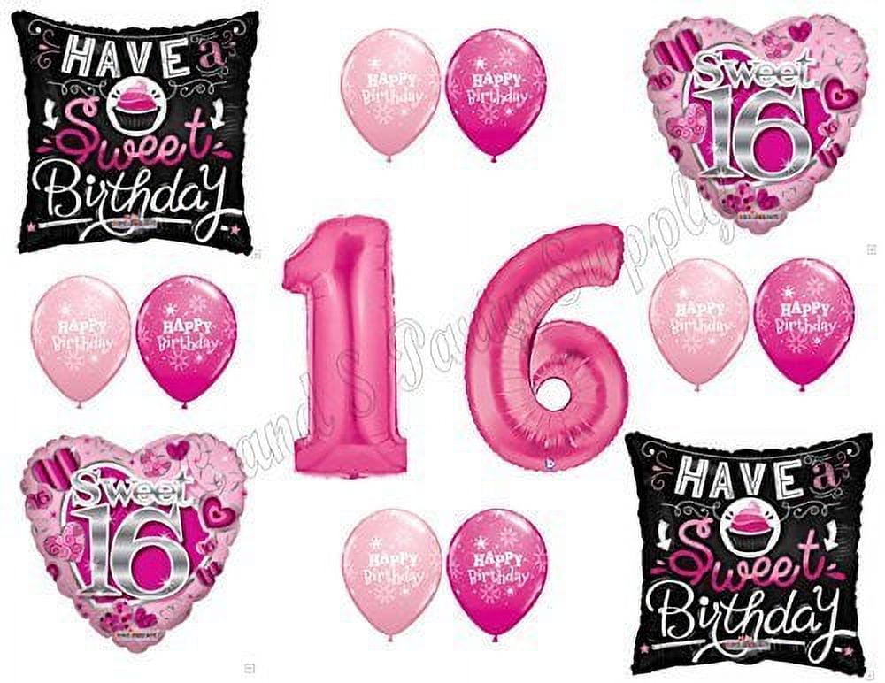 SWEET 16 Sixteen Birthday Balloons Decoration Supplies Party Cupcake Girl NEW!