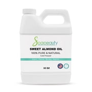 Soapeauty Sweet Almond Oil 32 fl oz | 100% Pure & Natural | Carrier Oil for Skincare, Hair Care, Massage & DIY