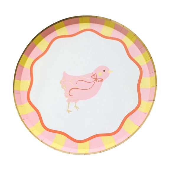 Bonjour Fte Easter Chick Small Paper Dessert Plates, Disposable Party Supplies, 8 Count, 8 Inch, Easter, Spring