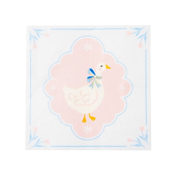 Bonjour Fte Pastel Goose Large Paper Napkins, Disposable Party Supplies, 20 Count, Lunch Size, Easter, Birthday Party
