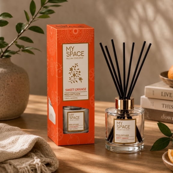 Reed Diffuser Set with Sticks, 3.7 fl oz, Sweet Orange Scented Home Fragrance