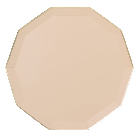 Bonjour Fte Peach Large Paper Dinner Plates, Disposable Party Supplies, 8 Count, 10.75 Inch, Happy Birthday