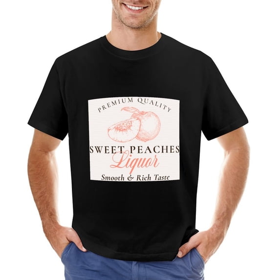 SWEET PEACHES Men’s T-Shirt 100% Cotton Casual Short Sleeve Tops Gift Tee Black 5XL