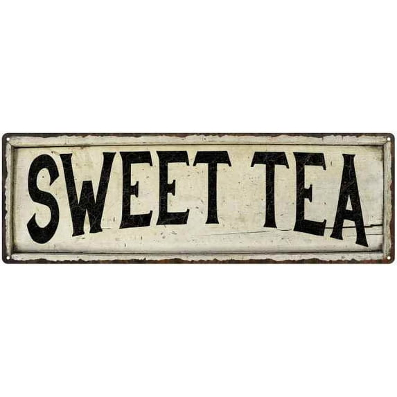SWEET TEA Farmhouse Style Wood Look Sign Gift 6x18 Metal Decor 106180028280