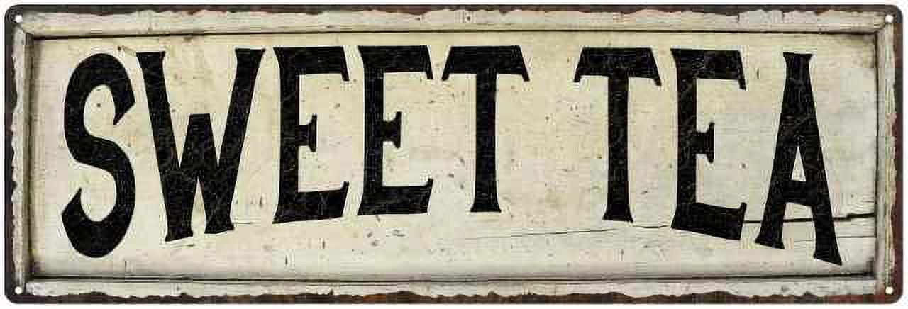 SWEET TEA Farmhouse Style Wood Look Sign Gift 6x18 Metal Decor ...