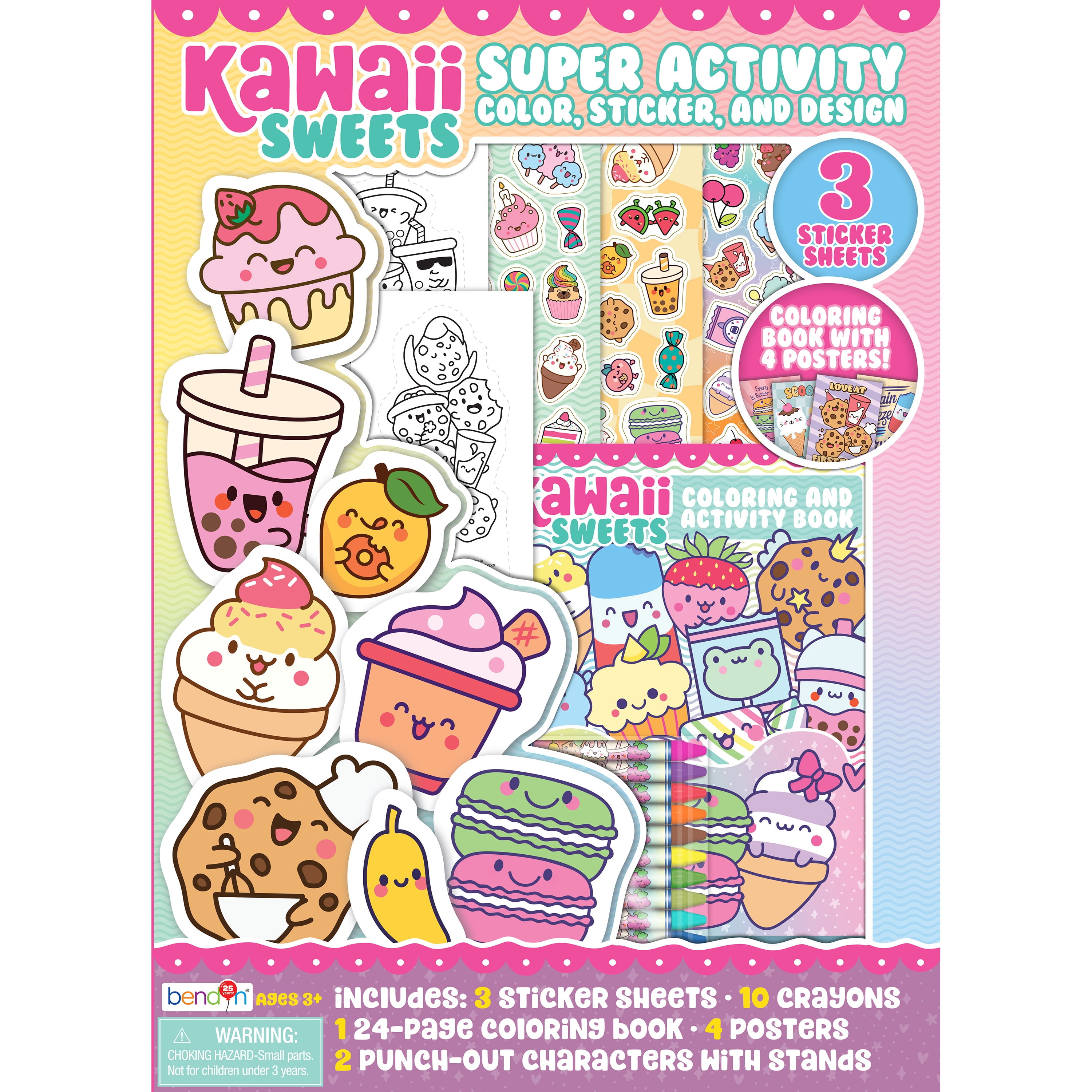 Bendon Sweet Treats Trendy Gift Set with a Coloring Book, Posters, Stickers, Crayons, & Punch-Out Characters