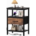 thumbnail image 1 of Sweetcrispy Adult 1-Drawer Nightstand with Charging Station, USB & Type-C Ports, Metal Frame, Black and Rust, 1 of 10