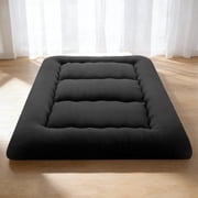Sweetcrispy Queen Japanese Floor Mattress with Washable Cover, Folding Memory Foam Sleeping Mat for Dorm, Camping & Guest Room, Black