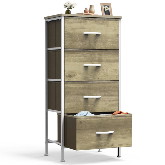 SWEETCRISPY Dresser With 4 Drawers, Storage Chest For Bedroom, Closet, Living Room, Hallway - Available In Oak