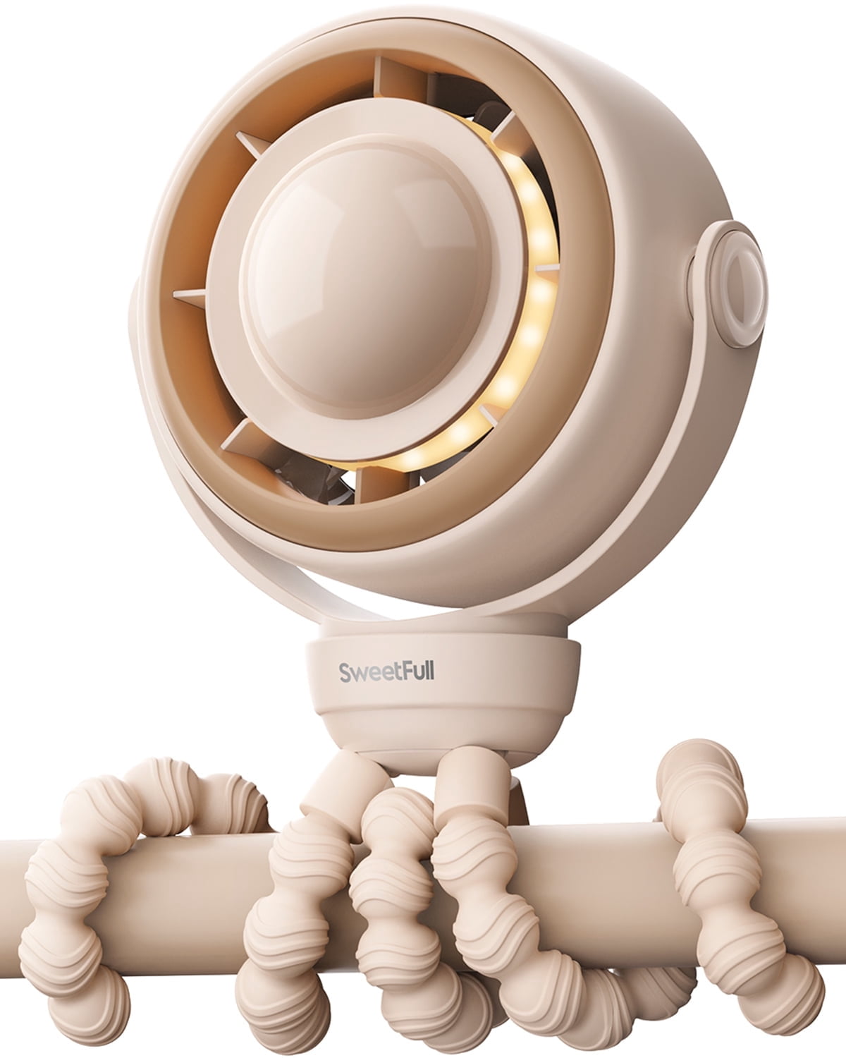 SWEETFULL Baby Stroller Fan, 4000mAh Rechargeable 4-Speed Quiet with LED Display & Night Light, Mini Portable 360° Safe Clip on Fan for Car Seat, Crib, Travel