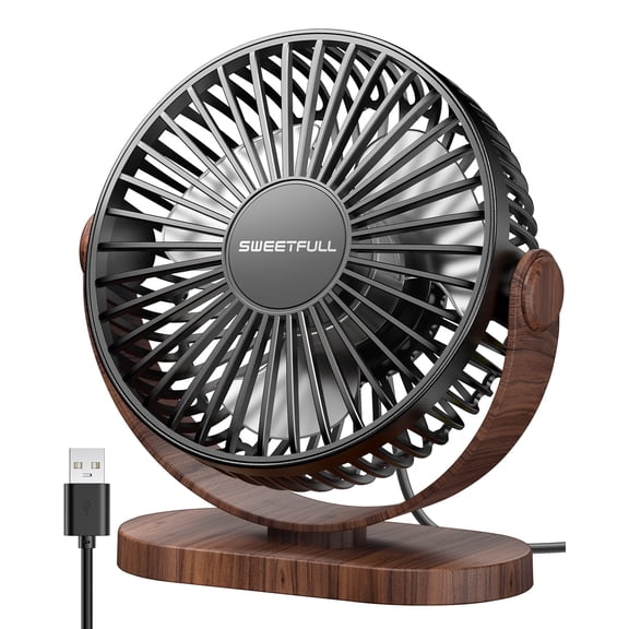 SWEETFULL Mini Fan, Portable Desk Fans Small Quiet with 3 Speeds, Personal Table Fan with Bottom Hook, 360 Rotatable USB Fan for Office Desk, Home, Car, Outdoor, Camping & Travel