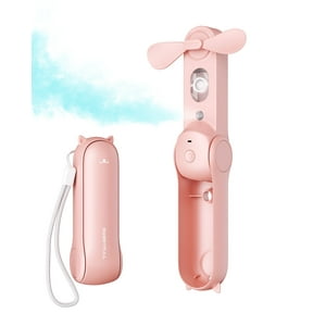 SWEETFULL Misting Fan Portable, Safe Soft Blades Small Cooling Fan with Spray Mist Function, Quiet Portable Fan Rechargeable for Travel, Outdoor, Home, Office, Camping, Beach, Summer Essentials