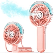 SWEETFULL Portable Misting Fan - 180  Foldable Handheld Personal Fan with Mist Spray, 3 Speeds, 30ml Water Tank, USB Rechargeable for Travel, Outdoors, Makeup, Camping, Home, and Office Use