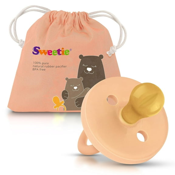 SWEETIE Rubber Pacifier Natural Rubber Pacifier Rounded Light Pink Medium 6-12 Month