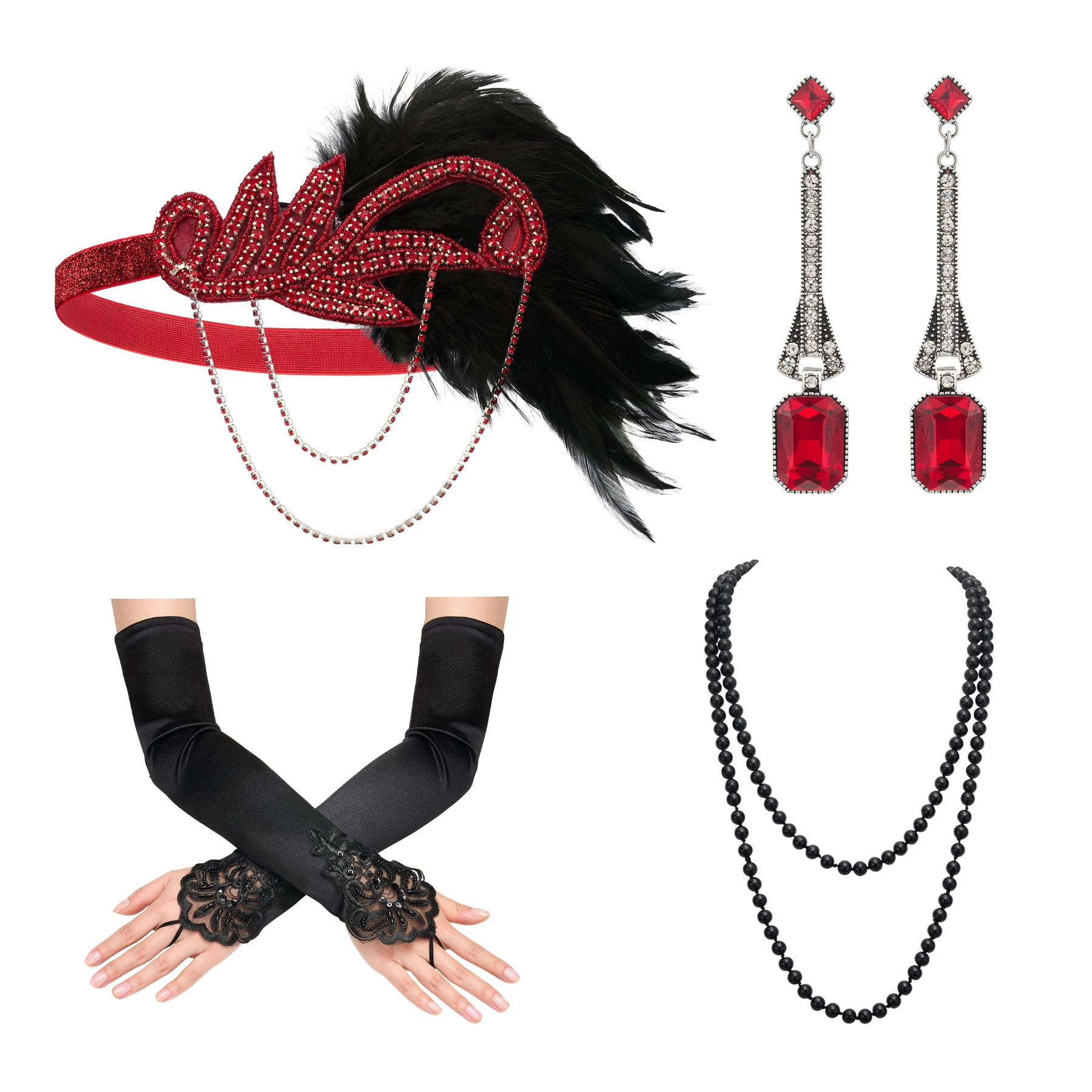 Accessori Flapper Anni 1920 Set Di Accessori Costume Gatsby Per Donna Anni '20 C - Foto 6
