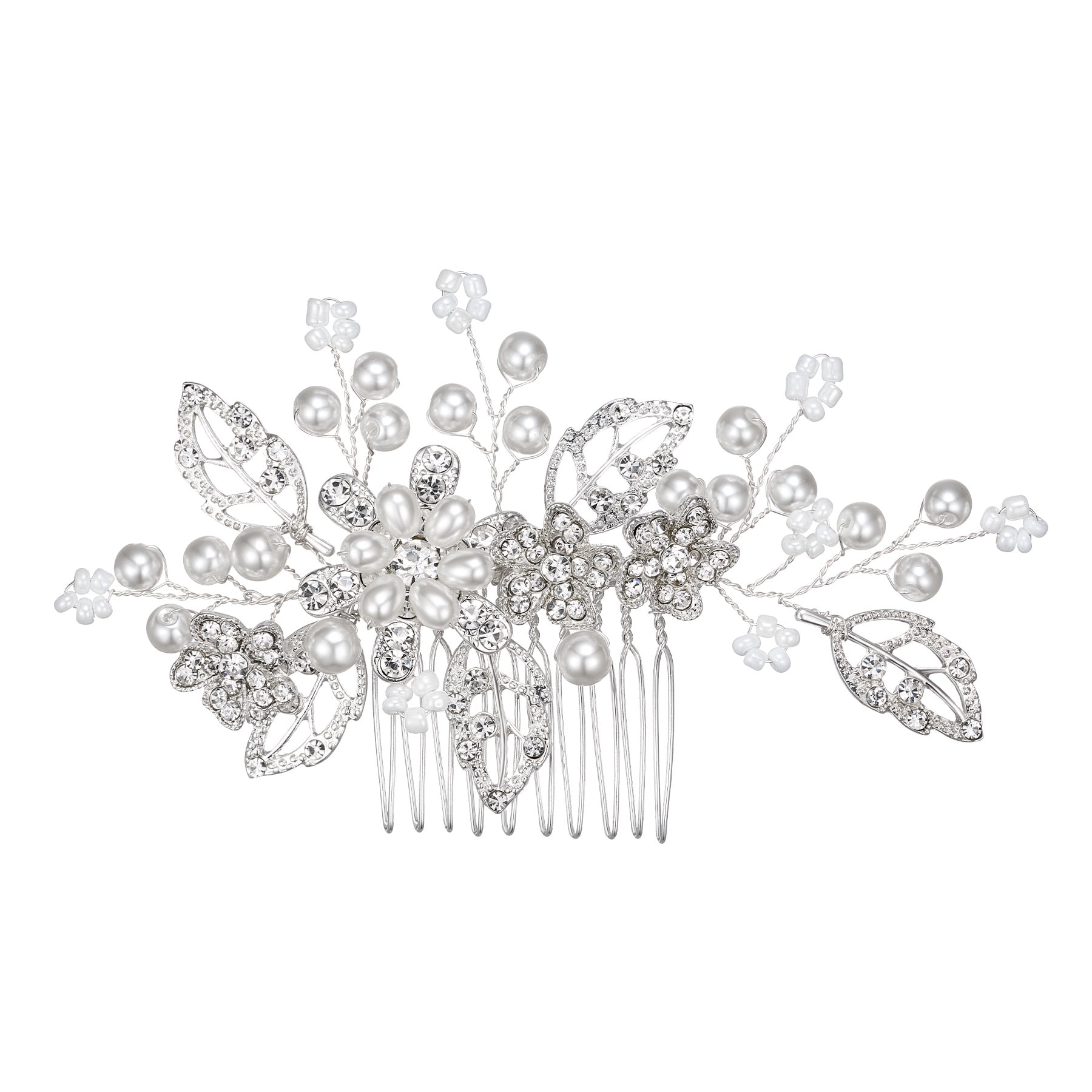 SWEETV Bridal Hair Comb Clip Pin Rhinestone Pearl Wedding Hair