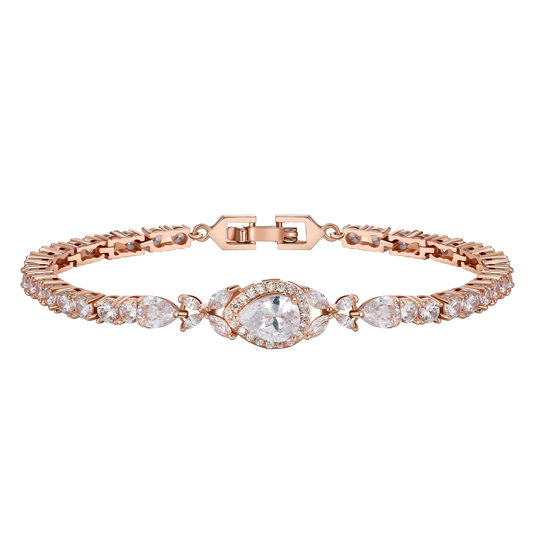 Cubic Zirconia Rose Gold Teardrop Bracelet Silver Bracelets For