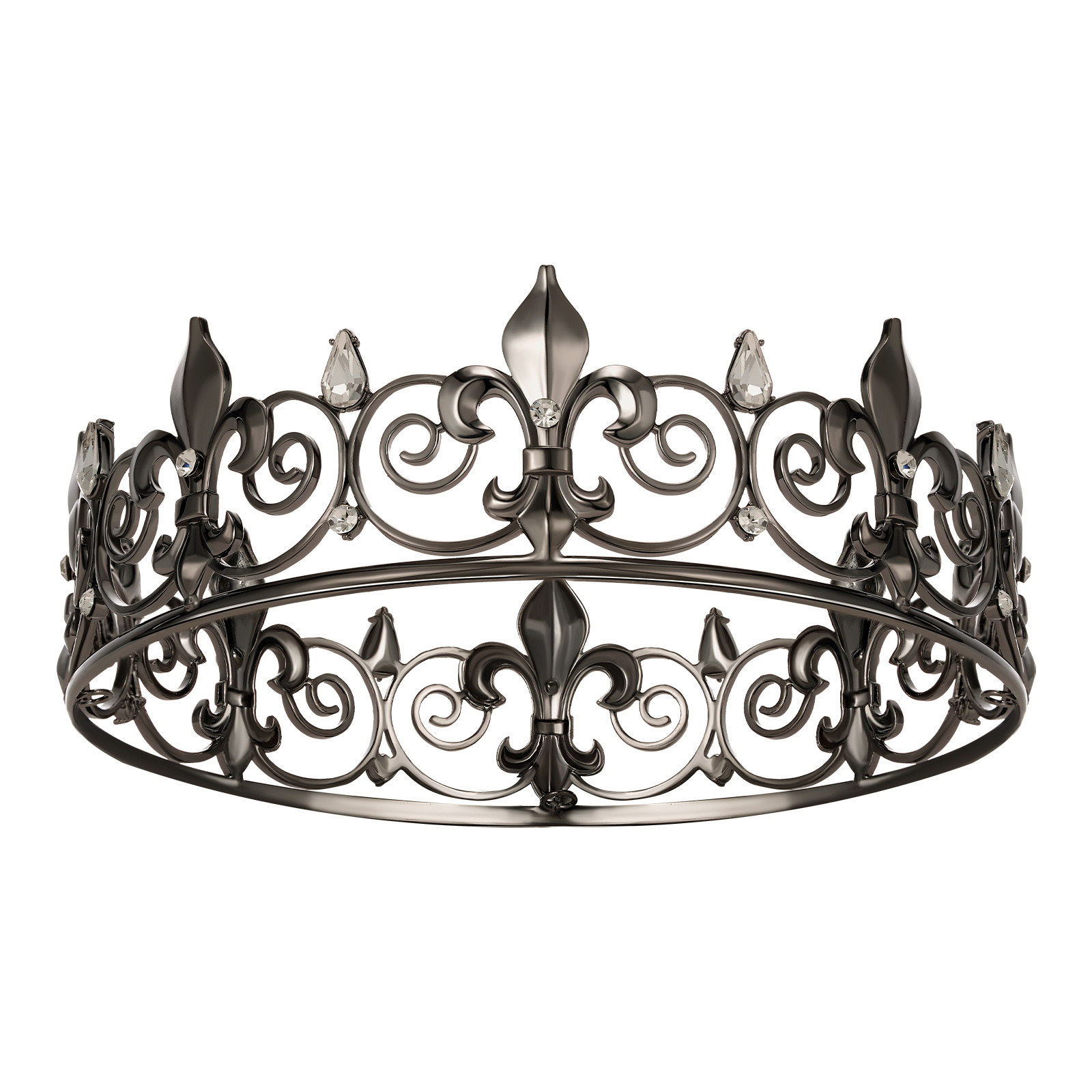 SWEETV Royal King Crown for Men/Women (Unisex)-Gothic Black Gray Metal Men's Tiara, Black