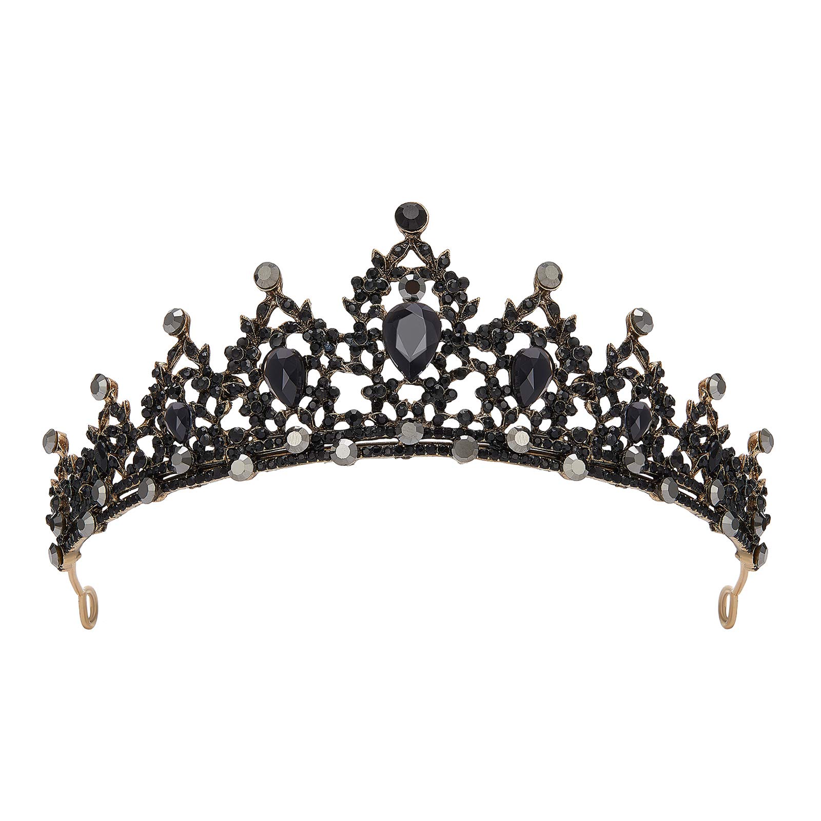 SWEETV Jeweled Tiaras and Crowns for Women, Crystal Queen Crown, Black