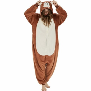 SWEETXIN Adult Monkey Unisex Onesie Pajamas Cosplay Costume Suit for Women and Men Jumpsuit SizeXL