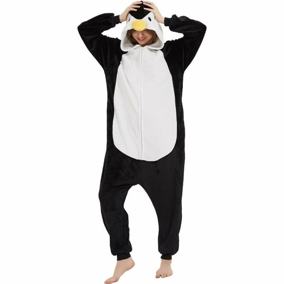 SWEETXIN Adult Penguin Unisex Onesie Pajamas Halloween Cosplay Costume Suit for Women and Men Jumpsuit SizeL