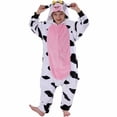 thumbnail image 1 of SWEETXIN Kids Cow Onesie Pajamas Halloween Plush Costume Sleepwear Christmas Gift for Girls Boys Jumpsuit 6Years, 1 of 7