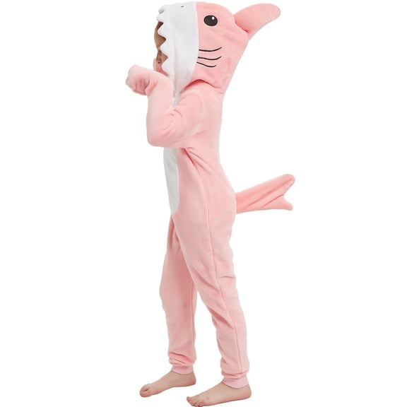 SWEETXIN Kids Shark One-Piece Pajamas Halloween Snug Plush Costume Sleepwear Christmas Gifts for Girls Boys 8Years