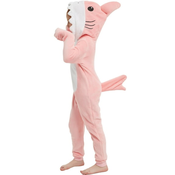 SWEETXIN Kids Shark One-Piece Pajamas Halloween Snug Plush Costume Sleepwear Christmas Gifts for Girls Boys 12Years