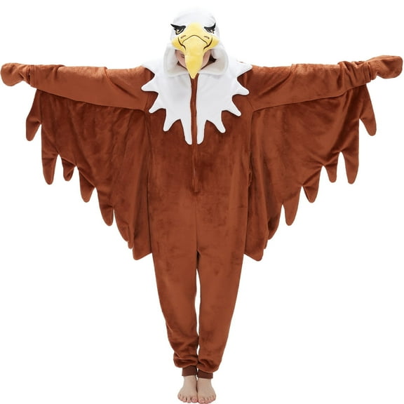 SWEETXIN Adult Halloween One-Piece Pajamas Bald Eagle Cosplay Costume Suit for Women and Men SizeL